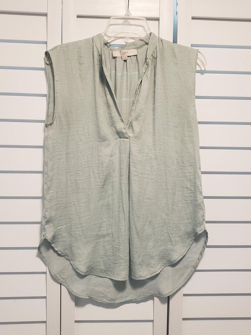 LOFT Sleeveless V-Neck Tunic in Sage Green